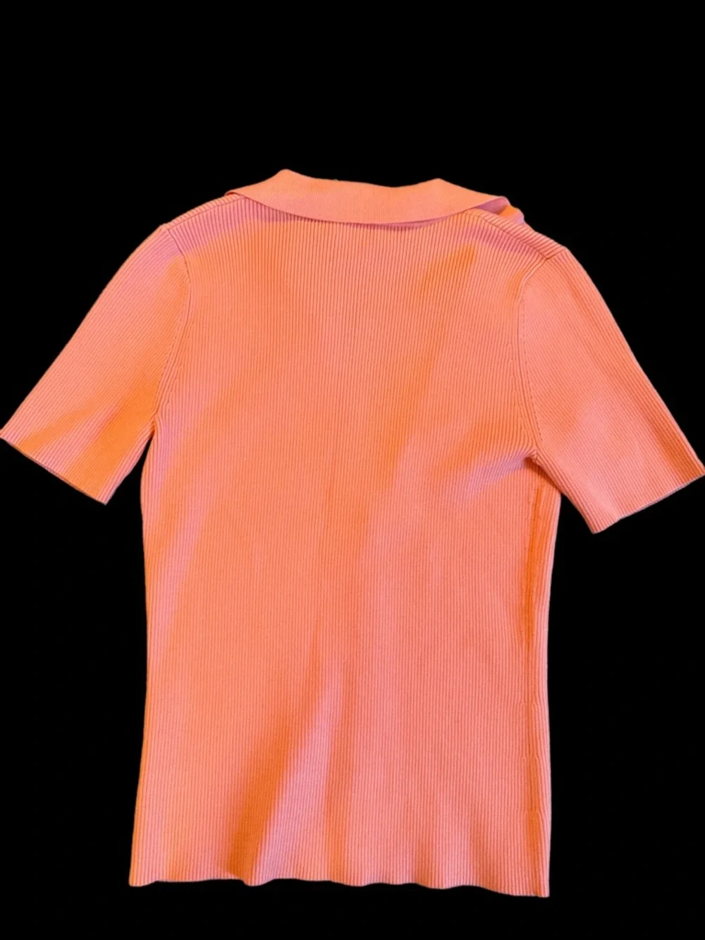 Intermix Coral Ribbed Button-Up Top with Collar - Picture 3 of 4